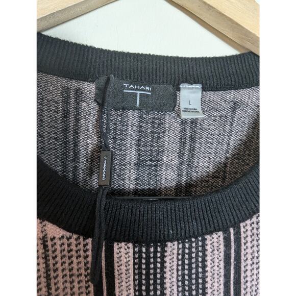 NWOT Tahari Pink and Black Plaid Short Sleeve Sweater - Picture 4 of 6
